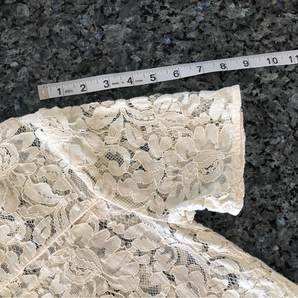 LOFT Cream Lace Floral Short Sleeve Top - Picture 14 of 16